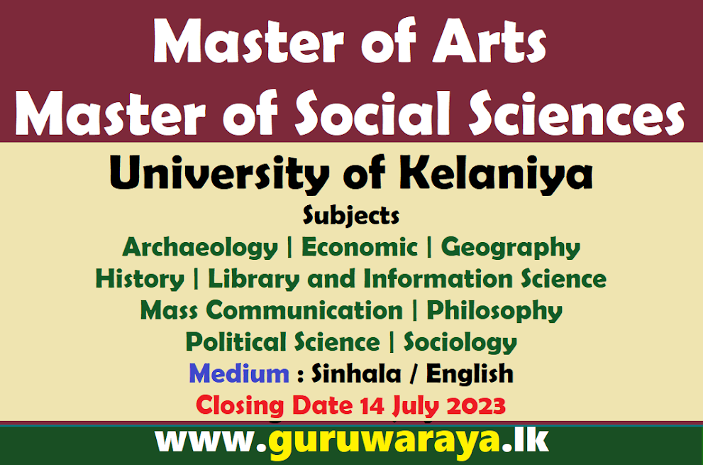 MA | MSSc Courses : University of Kelaniya