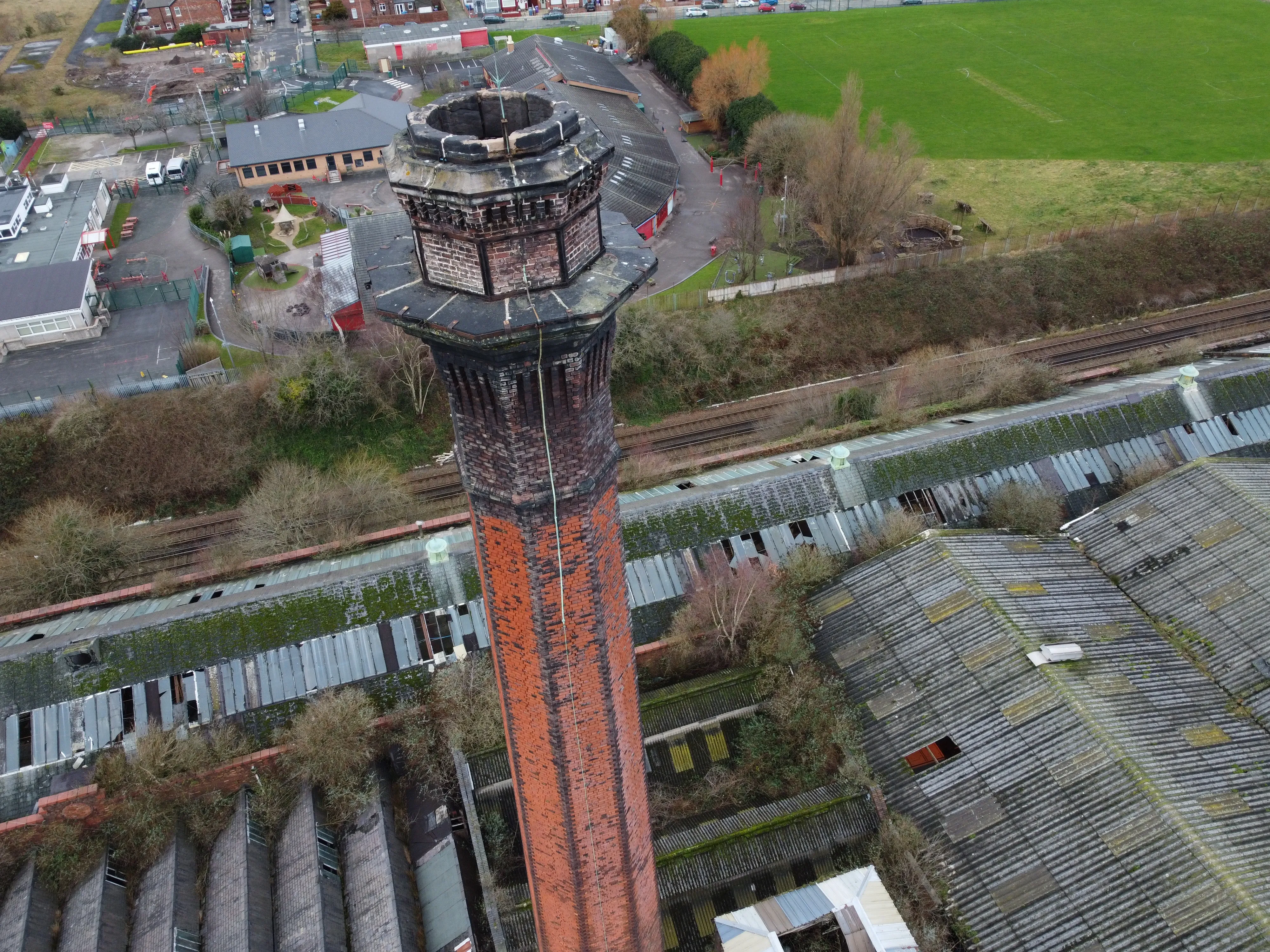 Aerial photo showing chimney at Hartley's factory Long Lane