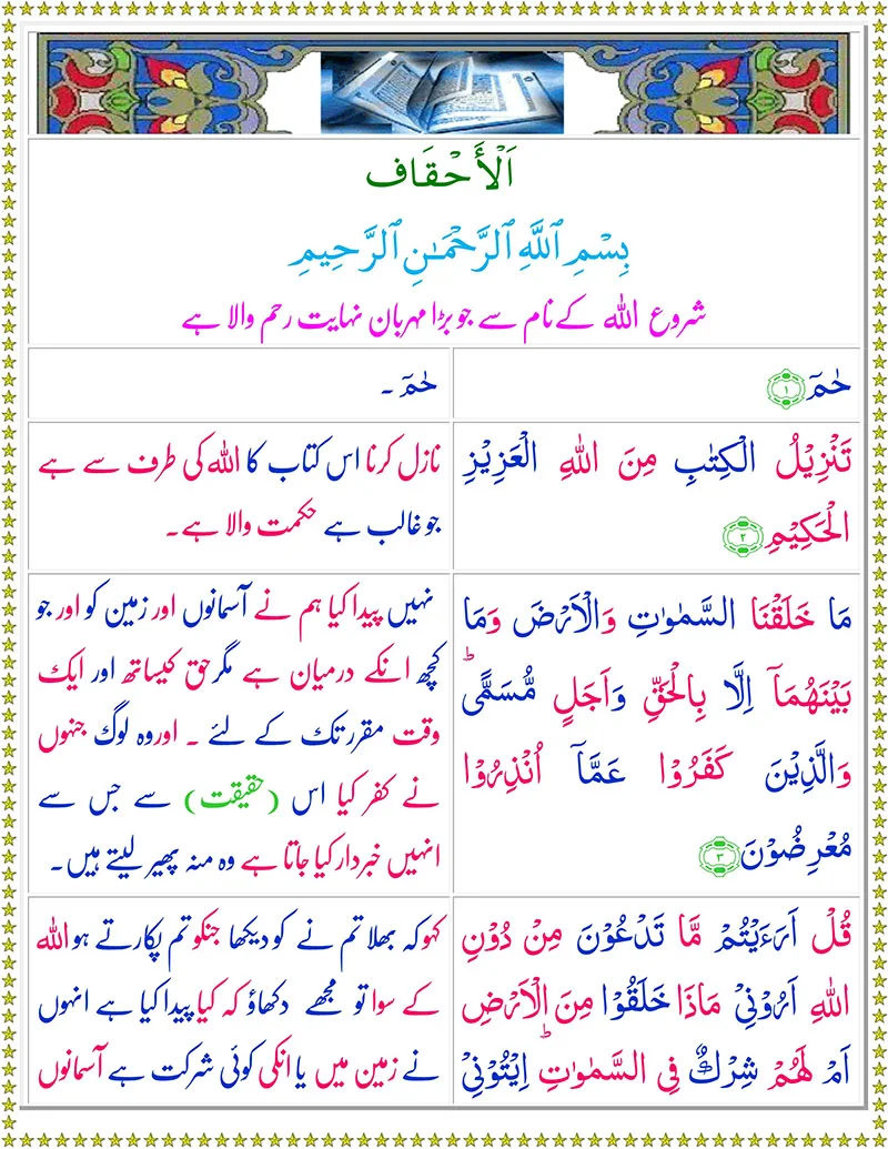 Surah Al-Ahqaf with Urdu Translation,Quran,Quran with Urdu Translation,