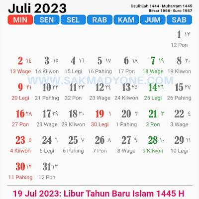 Kalender Jawa Juli 2023