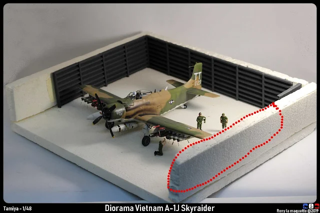 Choix de la disposition du diorama du A-1J Skyraider au Vietnam au 1/48.
