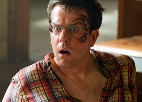  you know that Ed Helms' character Stu gets a face tattoo similar to Mike 