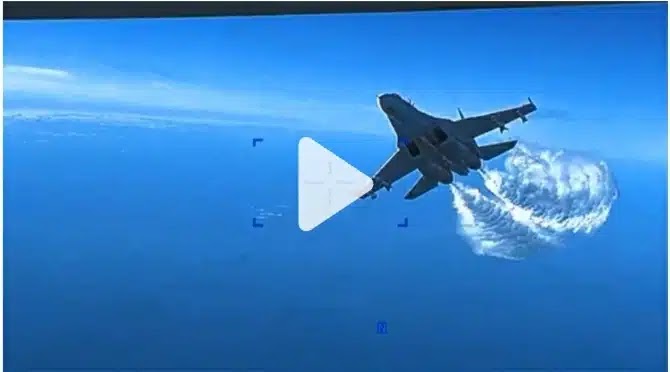 Watch: video of Russian fighter jet forcing down reaper drone
