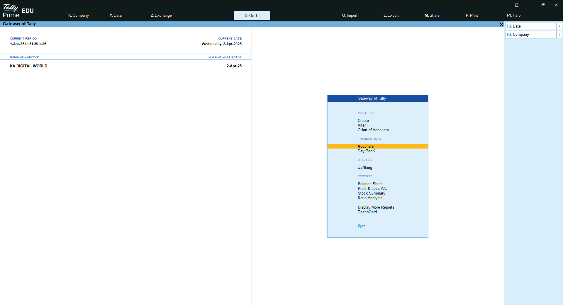 Purchase Invoice Entry in TallyPrime