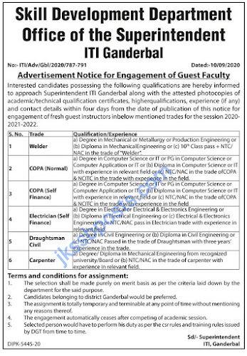 Job in ITI, Ganderbal