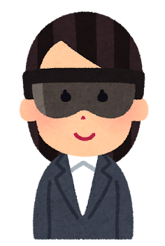 MRゴーグルを付けた人のイラスト（女性会社員）