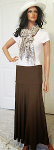 Ladies Modest Chocolate Brown Stretch Knit Jersey Maxi skirt for missionary or leisure wear