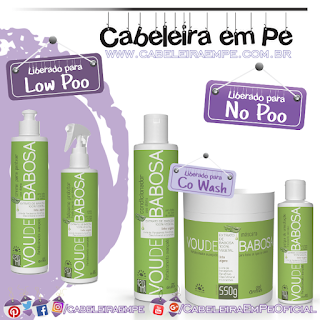 Máscara, Condicionador, Polpa Umectante (liberados para No Poo) Creme de Pentear e Leave in (liberados para Low Poo) Vou de Babosa - Griffus