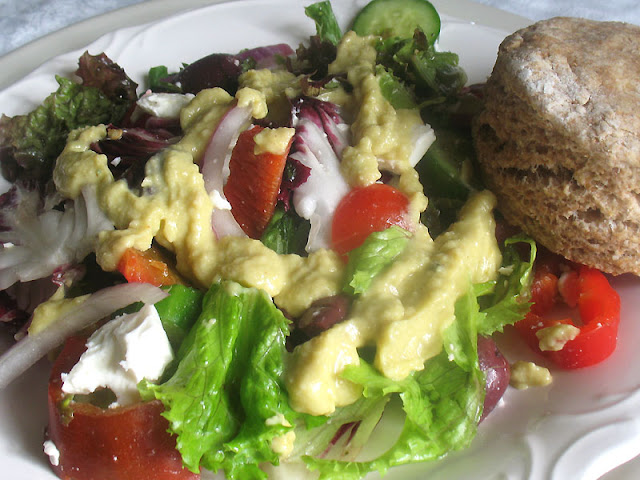 Greek Salad with Hummus Dressing