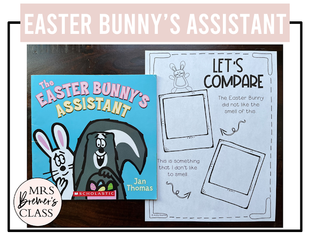 The Easter Bunny's Assistant book activities unit with literacy printables, reading companion activities, lesson ideas, and a craft for Kindergarten and First Grade