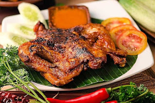 Typical Sasak cuisine includes ayam bakar Taliwang