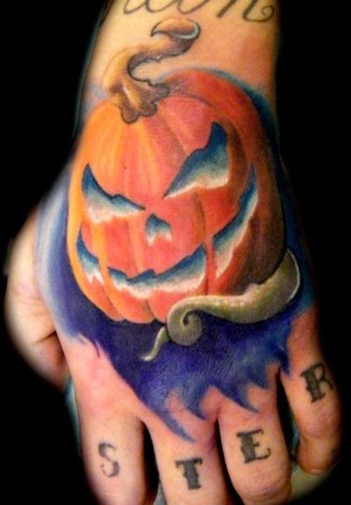 (image) pumpkin lantern tattoo - Halloween tattoo