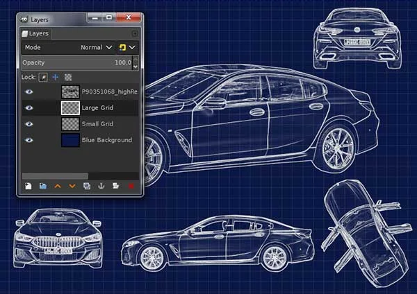 Create a new transparent layer for a large grid pattern.