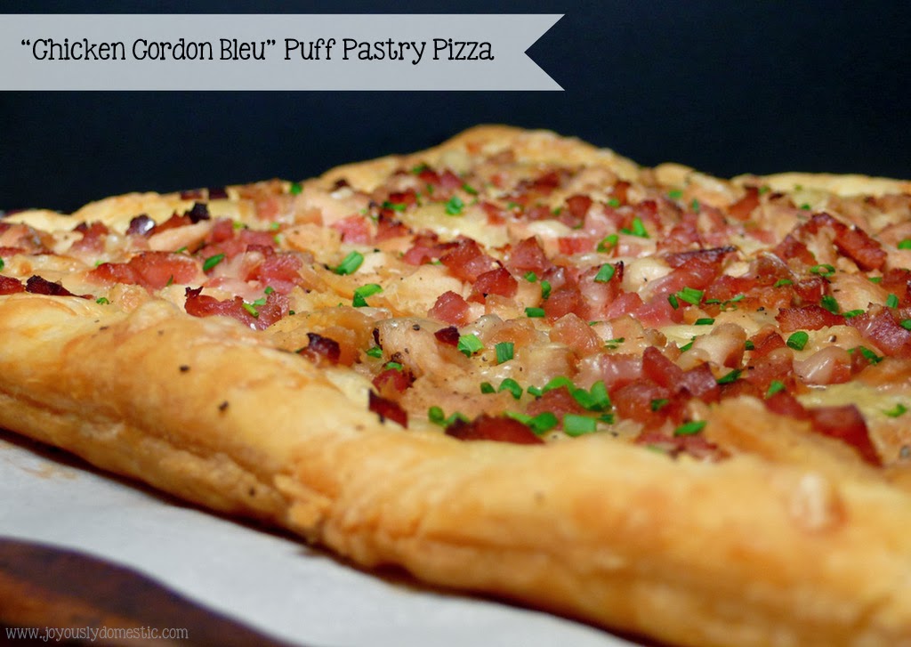 Joyously Domestic: "Chicken Cordon Bleu" Puff Pastry Pizza