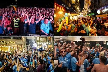 Man City fans' wild celebrations went deep into their greatest night ever