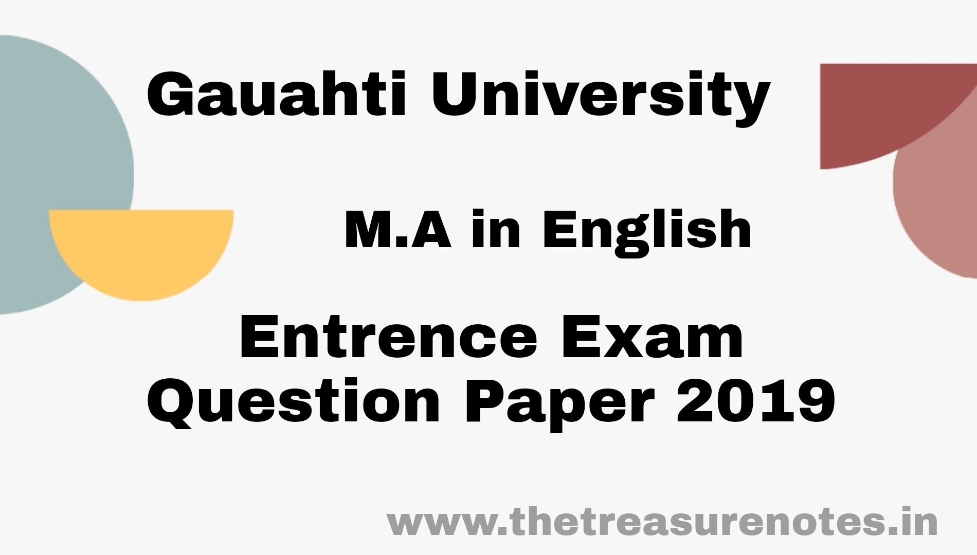 M.A  English Entrence Sample Question Paper' 2019  | Guahati University Entrance Exam PG