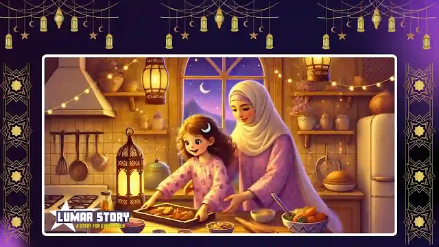 ريم تحاول المساعدة لكنها تواجه صعوبة في حمل طبق كبير