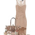 Outfit in nude with Valentino purse: