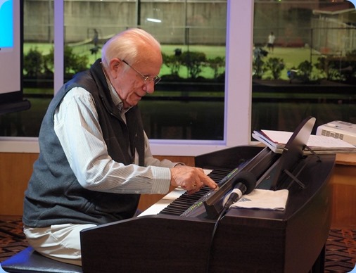Rob Powell gave us a mini concert on the Clavinova CVP-509. Rob is an authority on the Yamaha Clavinovas and demonstrated wonderfully the capabilities of the instrument with piano, voices and styles. Photo Courtesy of Dennis Lyons.