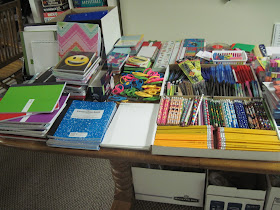 School supplies for OCC shoebox packing party.