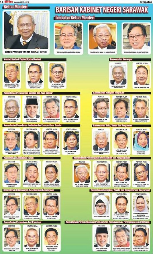 Domba2domba: Senarai Kabinet Sarawak 2016