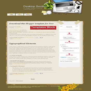 free Desktop Section blogger template converted from wordpress theme to blogger template