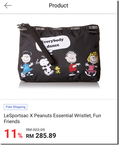 Peanuts LeSportSac Essential Wristlet