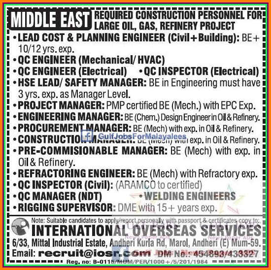 Oil & Gas job vacancies for Middle East