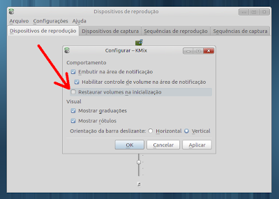 Screenshot das configurações do KMix