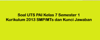 Soal UTS PAI Kelas 7 Semester 1 Kurikulum 2013 SMP/MTs