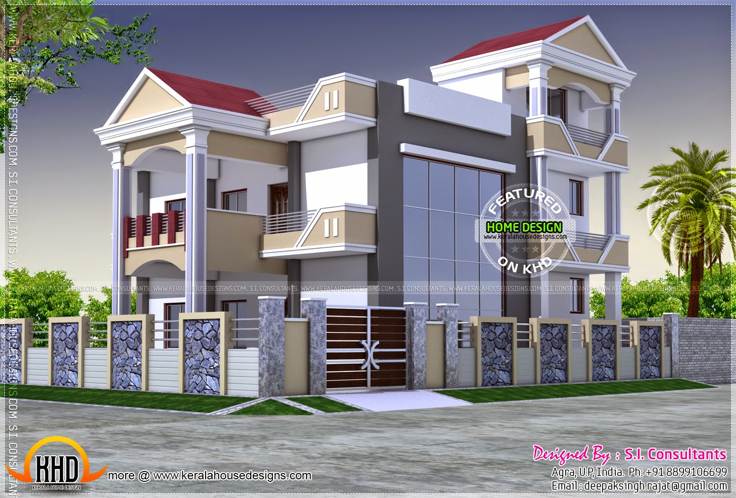  3D  view  and floor plan  Home  Kerala Plans 
