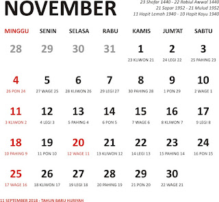 kalender november 2018