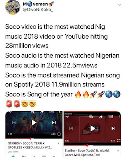Wizkid Soco The Biggest Song Of 2018