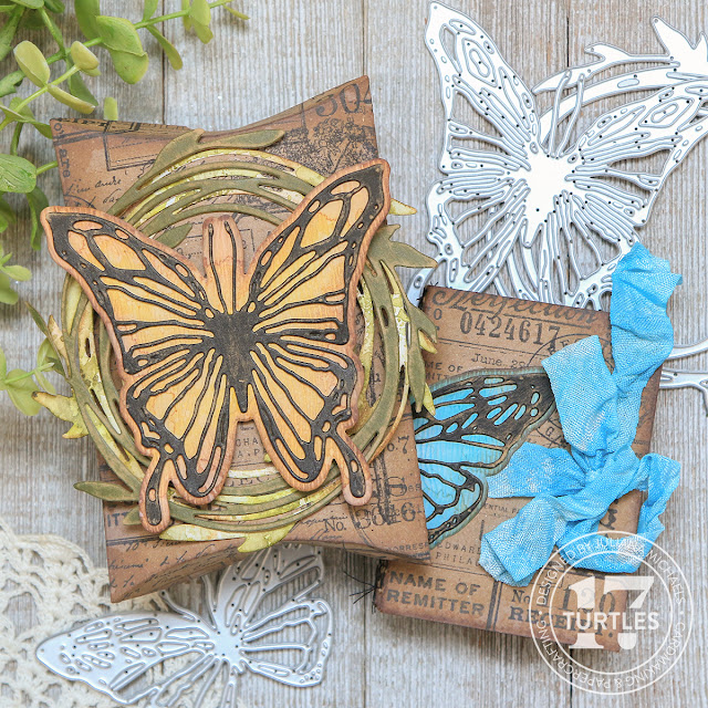 Pillow Box Art Journal by Juliana Michaels featuring Tim Holtz Sizzix 2024 Vault Collection - Vault Scribbly Butterflies, Vault Funky Floral Wreath, Vault Wildflowers and Vault Pillow Box and Bag