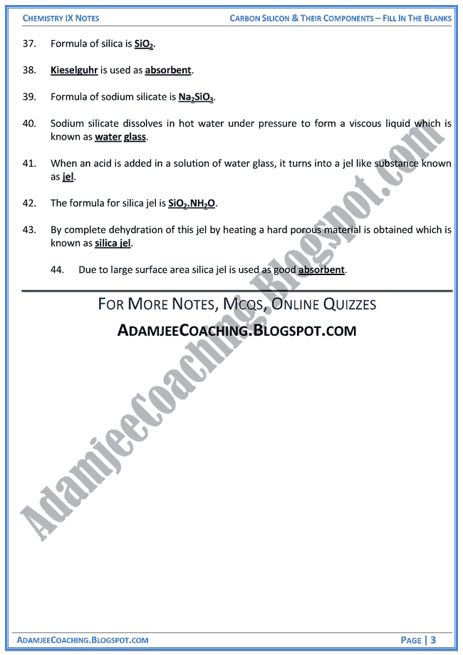 carbon-silicon-and-their-components-fill-in-the-blanks-chemistry-ix