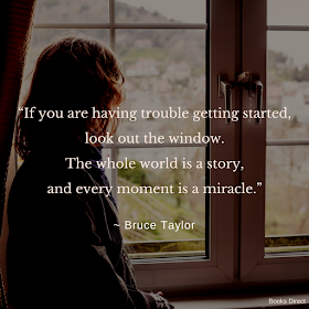 “If you are having trouble getting started,  look out the window.  The whole world is a story,  and every moment is a miracle.”  ~ Bruce Taylor