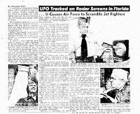 Article UFOs by the National Enquirer, entitled, UFO Tracked on Radar in Florida