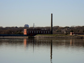 A view of the White Rock Filter Building from across the lake