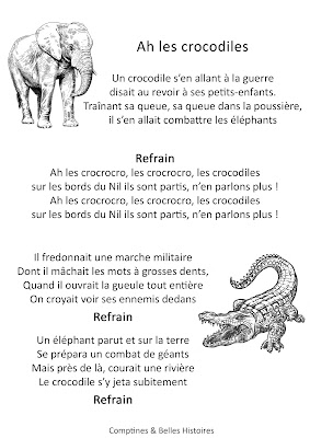 Ah les crocodiles, paroles de la comptine pour les enfants