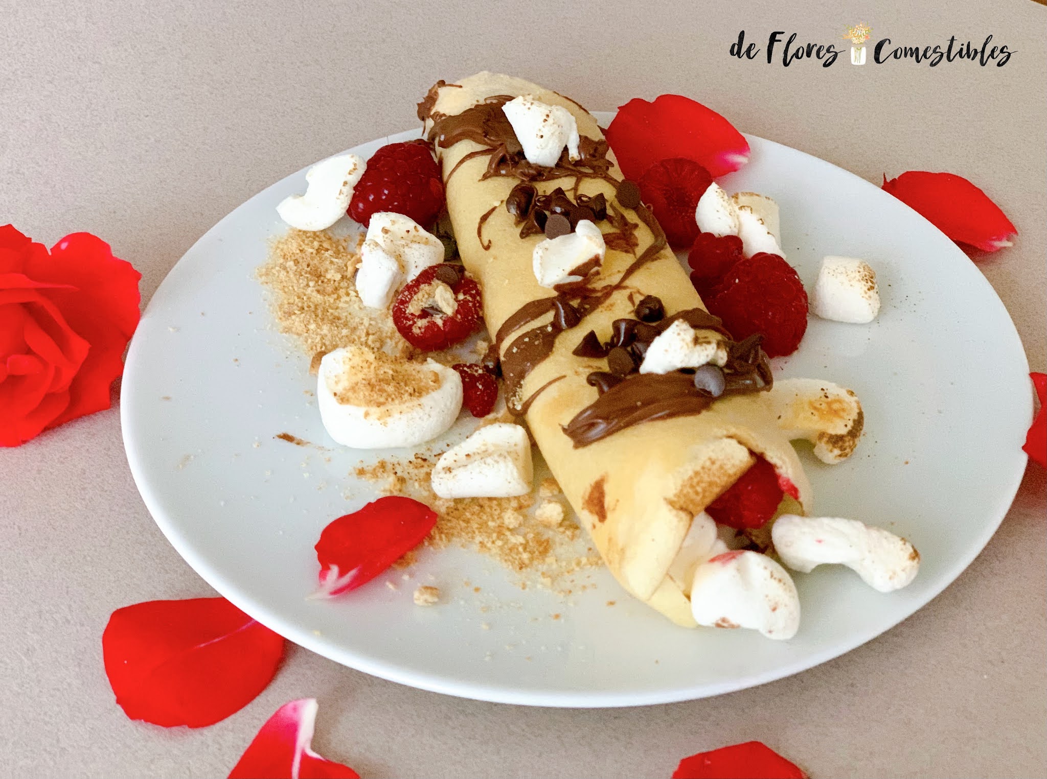 Crepes con nutella y frambuesas