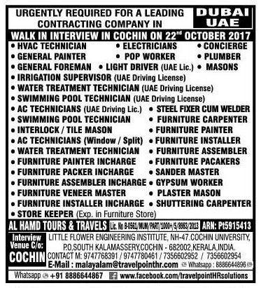Leading contracting co Large Job opportunities for Dubai, UAE