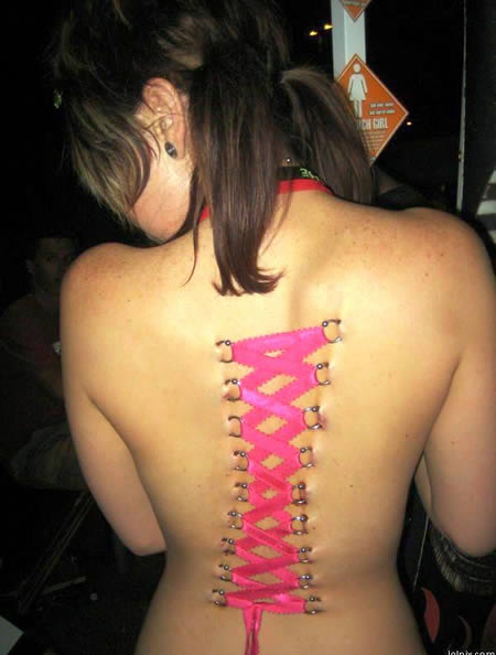 Corset Piercing: Corset piercings, sometimes called ladder piercings, 