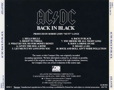 ( Capa / Cover) AC/DC - Back In Black (1990)