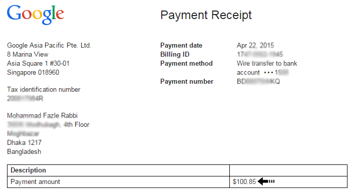 payment receipt