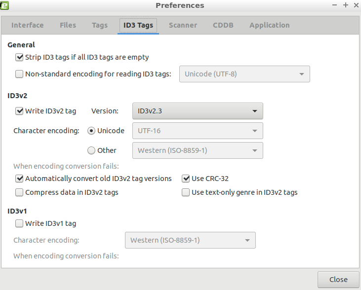 EasyTAG ID3 tags preference