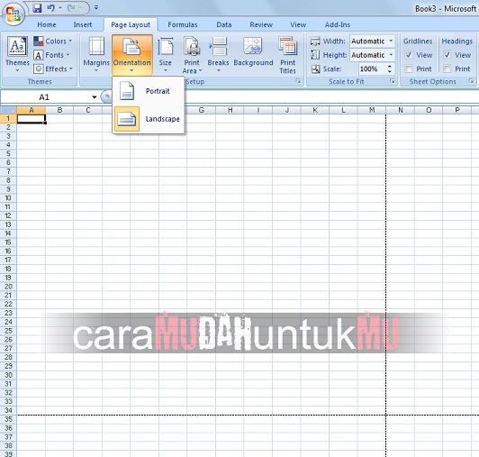 Cara mengatur ukuran kertas pada lembar kerja excel  Cara 