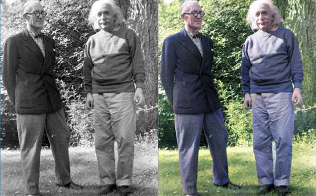 bức ảnh đen trắng quý hiếm giữa nhà bác học Albert Einsteinvà kiến trúc sư Le Corbusier