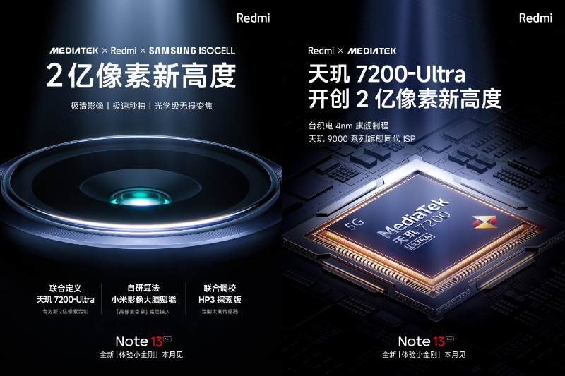 Redmi Note 13 Pro+ 5G teasers: Dimensity 7200 Ultra, 200MP ISOCELL HP3 sensor!