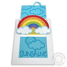 Sunny Studio Stamps: Rainbow, Clouds & Sunshine Pop-up Card using Sliding Window Die