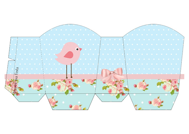 Pink Bird in Shabby Chic Free Printable Box.  